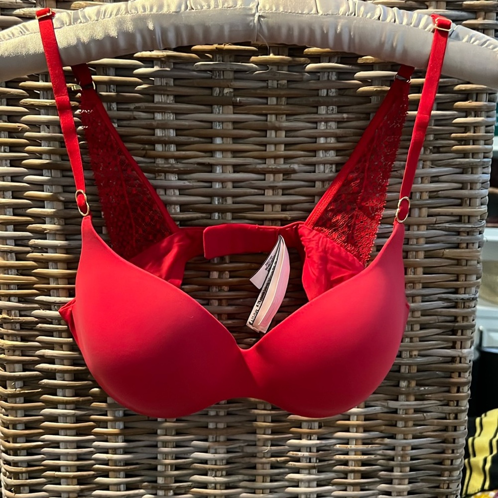Victoria's Secret Bra Incredible Perfect Shape Wire Red Bra 34C Racerback Clip